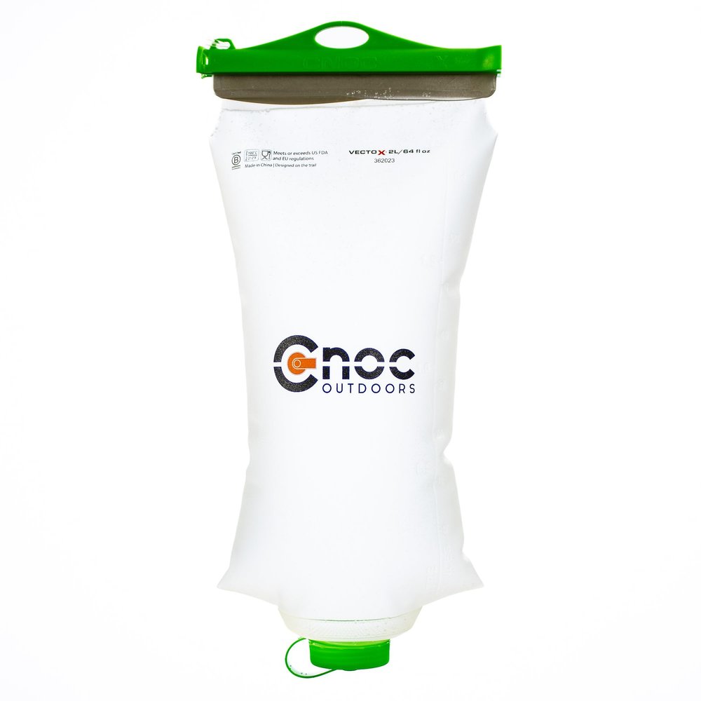 Cnoc Outdoors VectoX Extra Durable Water Collection and Filtration Bag 2L Green - 42mm Wide Neck - Wide Opening for Water Collection - Lightweight and Compact - Tethered Cap and Slider