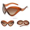 helena Y2K Sunglasses Wrap Around Futuristic Sunglasses Trendy for Men Women Shield Mask Visor Hip hop Glasses (brown) view 2