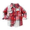 ALLureLove Toddler Boys' Girls' Flannel Plaid Shirt Button Down Long Sleeve Jacket Lapel Shacket Coat Tops Casual Outwear(Red-2,3T) view 1