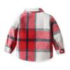 ALLureLove Toddler Boys' Girls' Flannel Plaid Shirt Button Down Long Sleeve Jacket Lapel Shacket Coat Tops Casual Outwear(Red-2,3T) view 3