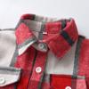 ALLureLove Toddler Boys' Girls' Flannel Plaid Shirt Button Down Long Sleeve Jacket Lapel Shacket Coat Tops Casual Outwear(Red-2,3T) view 4