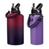 DIGJUPER 128oz Insulated Flask Water Bottle and 32 oz Metal Water Bottles with Sleeve Strap, Big Water Jug with Straw & Spout Lid, Gym Camping Gallon Thermo Jug w/Paracord Handle, protective Boot view 1