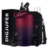 DIGJUPER 128oz Insulated Flask Water Bottle and 32 oz Metal Water Bottles with Sleeve Strap, Big Water Jug with Straw & Spout Lid, Gym Camping Gallon Thermo Jug w/Paracord Handle, protective Boot view 2