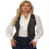 Allegra K Denim Vest for Women's Sleeveless V Neck Washed Distressed Y2K Jean Waistcoat Jacket Small Black view 1