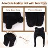 Bear Baby Winter Hat Toddler Earflap Beanie Unisex Infant Snow Cap Warm Fleece Kids Trapper Hats for Girls Boys 0-36M(Black,M) view 4