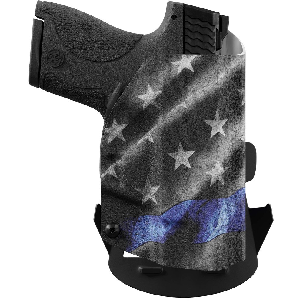 We The People Holsters - Thin Blue Line - Left Hand - OWB Holster Compatible with Glock 23 Gen 5 w/Streamlight TLR-8/8A Light