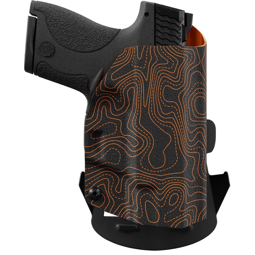 We The People Holsters - Orange Topographic Map - Left Hand - OWB Holster Compatible with Smith & Wesson M&P 9C/40C / M2.0 3.5"/3.6" Compact Manual Safety w/Streamlight TLR-8/8A Light RDS