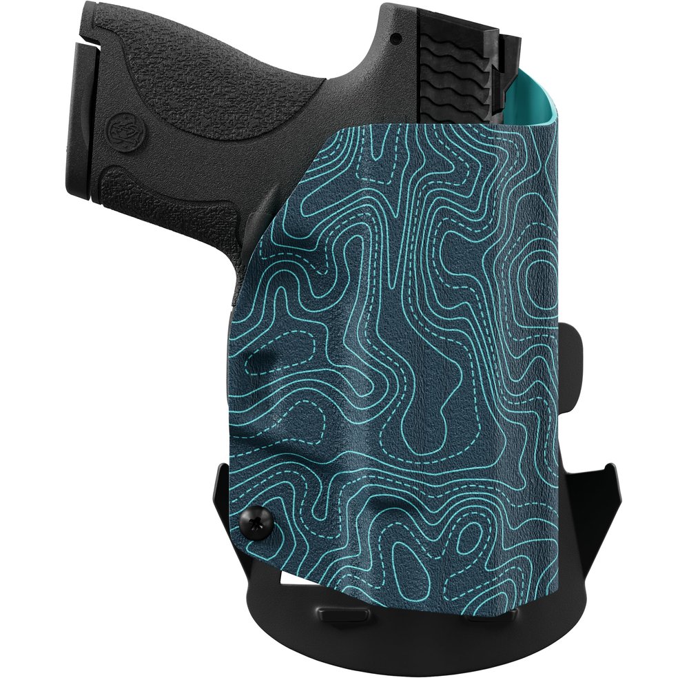 We The People Holsters - Aqua Topographic Map - Left Hand - OWB Holster Compatible with Smith & Wesson M&P Shield / M2.0 4" / Plus 9mm/.40 Pro RDS