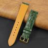 20mm Flat Green AIIigator Watch Band Quick Release Handmade Leather Watch Strap Slim Croc Replacement Wristband Men Stainless Steel Buckle, Christmas Father's Day Gift for Dad Son Husband DH-28G-20MM view 2