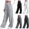Womens Wide Leg Sweatpants Cozy Fleece Boyfriend Casual Jogger Pants Baggy Elastic High Waisted Yoga Pants with Pockets view 1