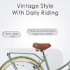 AVASTA 26 Inch Hybrid Bike, Lightweight Step-Through Hi-Ten Steel Frame for City Commuting, 6 Speed Comfort Bicycle with Light in Elegant Green with Stylish Beige Tires for Woman Female view 2