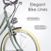 AVASTA 26 Inch Hybrid Bike, Lightweight Step-Through Hi-Ten Steel Frame for City Commuting, 6 Speed Comfort Bicycle with Light in Elegant Green with Stylish Beige Tires for Woman Female view 3