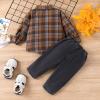 CETEPY 2T Boys Clothes Toddler Boy Fall Outfits Winter Button Down Brown Plaid Shirt + Pocket Jean Pants Clothing Set 2-3 Years Old view 3