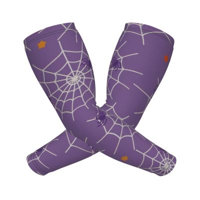 Woyaba horror halloween funny cobwebs and spiders on purple halloween arm sleeve compression,farslemers defense gardening sleeves sun protection arm sleeves for men women adult