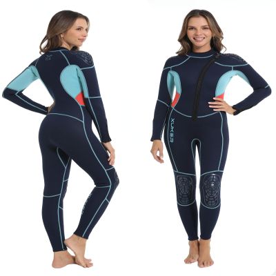 XUKER Wetsuit Women 3mm, Neoprene Wet Suits for Women in Cold Water Front Zip Full Body Long Sleeve Diving Suit for Snorkeling Surfing Swimming Kayaking Canoeing