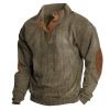Men's Quarter Zip Waffle Knit Sweatshirt Long Sleeve Solid Plaid Jacquard Pullover with Pocket view 1