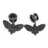 Balala Black Deaths Head Moth Dangle Surgical Stee Ear Gauges 1/2 inch 12mm Piercing Tunnels Plugs Screw On Back view 3