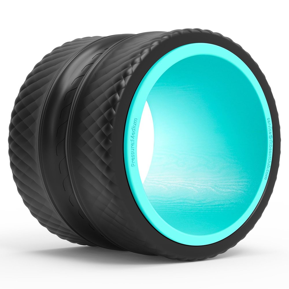 FitBeast Back Roller - Deep Tissue Massage Wheel, Yoga Wheel & Back Stretcher for Pain Relief (9'', Blue)