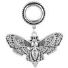 Balala Silver Deaths Head Moth Dangle Surgical Stee Ear Gauges 3/4 inch 20mm Piercing Tunnels Plugs Screw Fit Back view 1