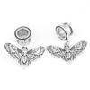 Balala Silver Deaths Head Moth Dangle Surgical Stee Ear Gauges 3/4 inch 20mm Piercing Tunnels Plugs Screw Fit Back view 3