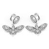 Balala Silver Deaths Head Moth Dangle Surgical Stee Ear Gauges 3/4 inch 20mm Piercing Tunnels Plugs Screw Fit Back view 4