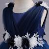 ABEWIP Baby Girl Flowers Dresses Infant Toddler Girls Lace Tulle Dress for Pageant Bridesmaid Ball Gown Birthday Party Royal Blue 100/3-4 Years view 2