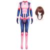 QAHEART Anime MHA Cosplay Costume Uraraka Ochaco Jumpsuit with Wig Bodysuit Outfit Suit Halloween Party Dress up view 1