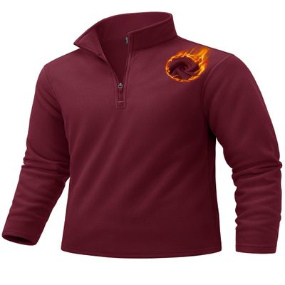 TACVASEN Men's 1/4 Zip Pullover Sweatshirt Golf Winter Fleece Lined Thermal Shirt Lightweight Athletic Sweater Red L