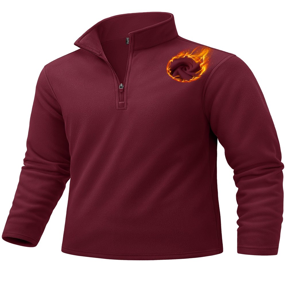 TACVASEN Men's 1/4 Zip Pullover Sweatshirt Golf Winter Fleece Lined Thermal Shirt Lightweight Athletic Sweater Red L