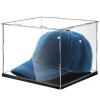 Barydat Clear Hat Display Case 9.6" L x 7.3" W x 9.3" H Acrylic Baseball Cap Holder Stand Transparent Hat Storage Box Dustproof UV Protection with Removable Mirror Base for Football Sports Caps view 1