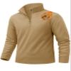 TACVASEN Men's Quarter Zip Fleece Pullover Long Sleeve Sweatshirt Thermal Shirt Lightweight Golf Sweater for Men Khaki M view 1