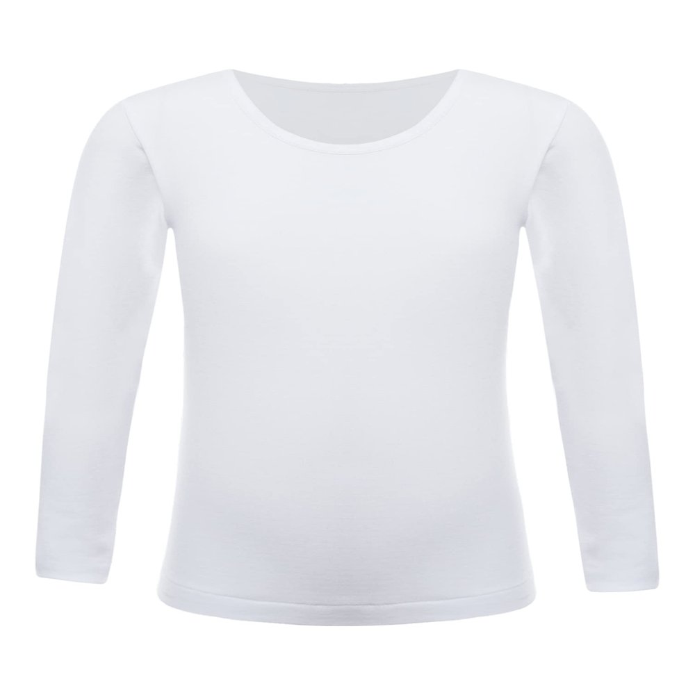 YiZYiF Kids Thermal Underwear Girls Boys Long Sleeve Base Layer Tops Dance Gymnastics Training Shirts Type B White 10-12 Years