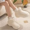 Women's Plush Platform Boots Simple Fluffy Warm Fleece High Top Winter Snow Boots with Arch Support EVA Sole Indoor Outdoor Fabric Flat Slippers(White,8.5-9) view 2