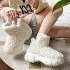 Women's Plush Platform Boots Simple Fluffy Warm Fleece High Top Winter Snow Boots with Arch Support EVA Sole Indoor Outdoor Fabric Flat Slippers(White,8.5-9) view 3