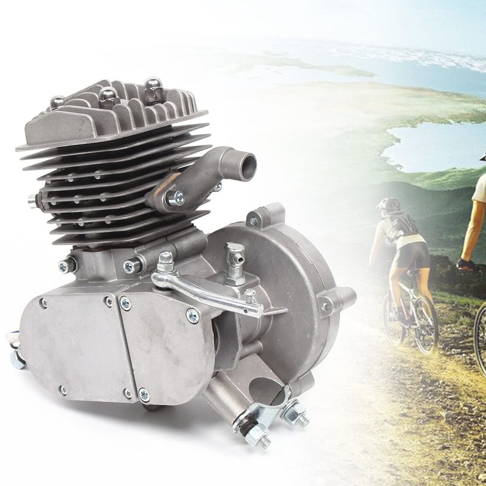 DOONARCES 80CC 2 Stroke Gas Engine Motor for Motorized Bike Single Cylinder Air-Cooled Pull Start Black Gasoline Engine Motorized Bicycle Motor 1.65 HP (Silver)