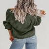 Zeagoo Cropped Cardigans for Women Chunky Knit Long Sleeve Open Front Cardigan V Neck Button Sweaters Army Green view 4