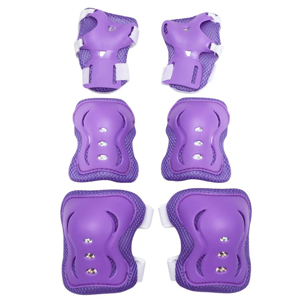 6pcs Knee Pads Elbow Pads Wrist Guards Protective Gear Set Cycling Skating Sports Protective Guard Pads for Kids Adult (Purple)