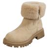 Dsisskai Winter Boots for Women Comfortable Faux Fur Lined Warm Anti-Slip Snow Ankle Boots Side Zip Platform Lug Sole Suede Warm Outdoor Shoes (Beige, 8.5) view 1