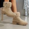 Dsisskai Winter Boots for Women Comfortable Faux Fur Lined Warm Anti-Slip Snow Ankle Boots Side Zip Platform Lug Sole Suede Warm Outdoor Shoes (Beige, 8.5) view 3
