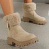 Dsisskai Winter Boots for Women Comfortable Faux Fur Lined Warm Anti-Slip Snow Ankle Boots Side Zip Platform Lug Sole Suede Warm Outdoor Shoes (Beige, 8.5) view 4