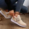 Dsisskai Winter Snow Booties Warm Durable Shoes Comfortable Fashion Fur Lining Flat Ankle Boots Belt Buckle Non-Slip Walking Shoes Thick Plush Shoes for Women (White, 7) view 2