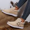 Dsisskai Winter Snow Booties Warm Durable Shoes Comfortable Fashion Fur Lining Flat Ankle Boots Belt Buckle Non-Slip Walking Shoes Thick Plush Shoes for Women (White, 7) view 4