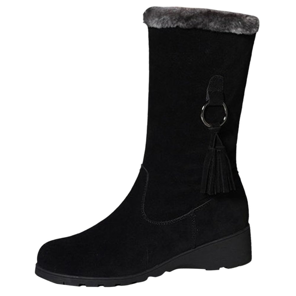Dsisskai Boots for Women Girls Short Bootie Outdoor Winter Warm Shoes Ankle Snow Boots Light Weight Womens Winter Boots (Black-B, 6.5)
