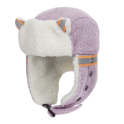 Kids Reflective Trapper Hat Girls Boys Cat Ear Winter Warm Fleece Earflap Cap Full Hood Hat Windproof Cycling Camping Running Ski Cap Hunting Hat Ushanka Russian Hat for 5-10 Yrs Purple