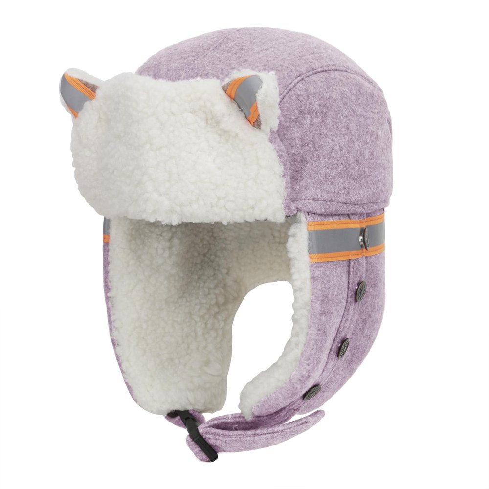 Kids Reflective Trapper Hat Girls Boys Cat Ear Winter Warm Fleece Earflap Cap Full Hood Hat Windproof Cycling Camping Running Ski Cap Hunting Hat Ushanka Russian Hat for 5-10 Yrs Purple