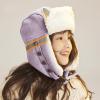 Kids Reflective Trapper Hat Girls Boys Cat Ear Winter Warm Fleece Earflap Cap Full Hood Hat Windproof Cycling Camping Running Ski Cap Hunting Hat Ushanka Russian Hat for 5-10 Yrs Purple view 3