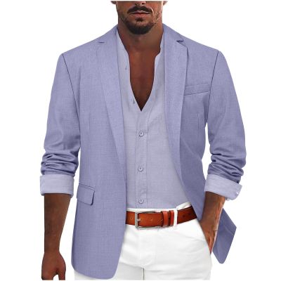 xoxingysm Men's Sport Coat Lightweight Work Blazer Suit Long Sleeve Lapel Neck Plain Busniess Jacket for Men(Purple,3X-Large)