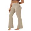 ODODOS Cloud Feeling Flared Pants with Pocket for Women High Waist Casual Bootcut Yoga Pants, 30" Inseam, Shaker Beige, X-Large view 1