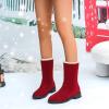 Dsisskai Womens Winter Snow Boots with Warm Lining Fashion Comfortable Chunky Block Heel Suede Mid Calf Boots Lightweight Non Slip Slip On Boots (Red, 7.5) view 2