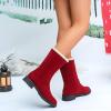 Dsisskai Womens Winter Snow Boots with Warm Lining Fashion Comfortable Chunky Block Heel Suede Mid Calf Boots Lightweight Non Slip Slip On Boots (Red, 7.5) view 4